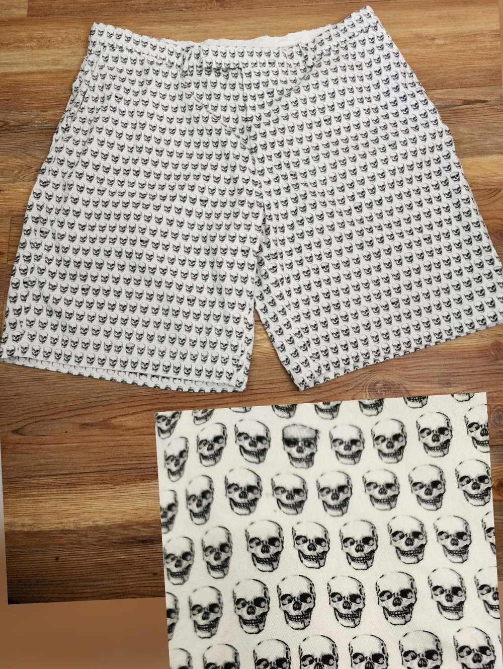 RLX Ralph Lauren Golf Shorts Men's 38 White Black Skull Print 10" Cotton
